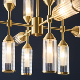 Merano Trieste Satin Brass and Frosted Glass 12 Light Ceiling Pendant - Size: 73.5 x 73.5 x 82cm - Brown - Wilko - thumbnail 4