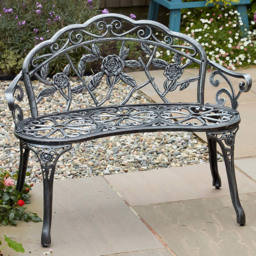 Home Source Grey Rose Garden Bench - Size: 80 x 100 x 59cm - Wilko