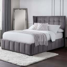 Julian Bowen Gatsby King Size Light Grey Velvet Bed Frame - Wilko - thumbnail 1