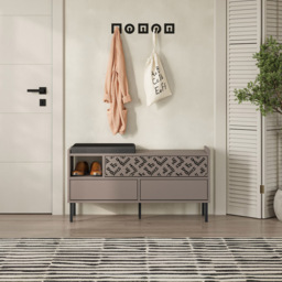 Decortie Heaton 3 Door Single Shelf Mocha Grey Modern Shoe Storage Bench - Size: 56.5 x 111 x 37cm - Wilko - thumbnail 6