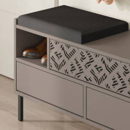 Decortie Heaton 3 Door Single Shelf Mocha Grey Modern Shoe Storage Bench - Size: 56.5 x 111 x 37cm - Wilko - thumbnail 4