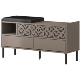 Decortie Heaton 3 Door Single Shelf Mocha Grey Modern Shoe Storage Bench - Size: 56.5 x 111 x 37cm - Wilko - thumbnail 3