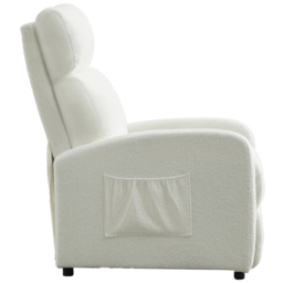 Teddy Fabric Cream and White Recliner Pushback Adjustable Arm Chair - Size: 106 x 68 x 81cm - MCC - Wilko - thumbnail 5