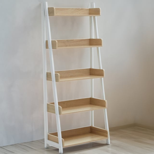 Premier Housewares Bradbury 5 Shelf Natural Oak Bookshelf - Cream - Interiors by Premier - Wilko - image 1