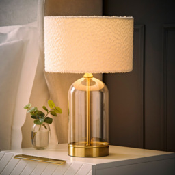 ValueLights Jessy Gold and Cream Boucle Shade Glass LED Table Lamp - Size: 45 x 25 x 25cm - Wilko - thumbnail 3