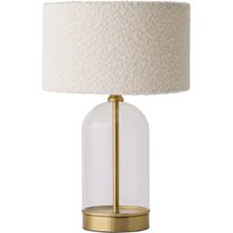 ValueLights Jessy Gold and Cream Boucle Shade Glass LED Table Lamp - Size: 45 x 25 x 25cm - Wilko
