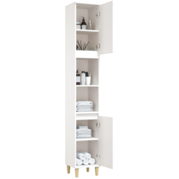 vidaXL 2 Door White Wooden Bathroom Cabinet - Size: 190 x 30 x 30cm - Wilko - thumbnail 5