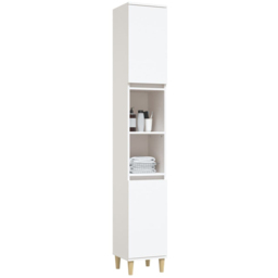 vidaXL 2 Door White Wooden Bathroom Cabinet - Size: 190 x 30 x 30cm - Wilko - thumbnail 4