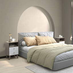 Portland 2 Drawer Single Shelf Bedside Table Set of 2 - Grey - Wilko - thumbnail 6
