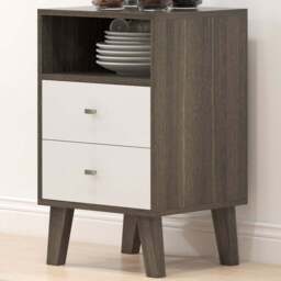 Portland 2 Drawer Single Shelf Bedside Table Set of 2 - Grey - Wilko - thumbnail 1