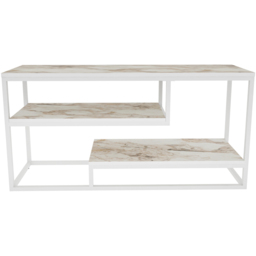 Decorotika Lorin 3 Shelf White Marble TV Unit - Size: 60 x 120 x 35cm - Wilko - thumbnail 3