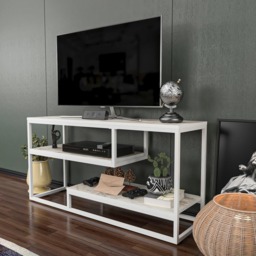 Decorotika Lorin 3 Shelf White Marble TV Unit - Size: 60 x 120 x 35cm - Wilko - thumbnail 4
