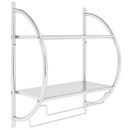 Costway 2 Shelf Silver Wall Mounted Bathroom Unit with Towel Holder - Size: 57 x 28 x 6cm - Wilko - thumbnail 1