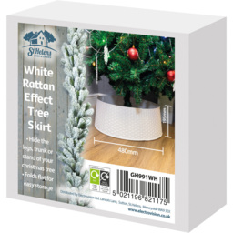 St Helens White Rattan Christmas Tree Skirt - Size: 95 x 610 x 610cm - Wilko - thumbnail 5