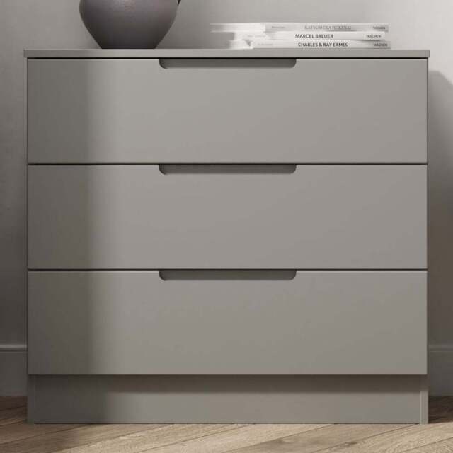 Crowndale Milan 3 Drawer Dusk Grey Chest of Drawers Ready Assembled - Wilko - image 1