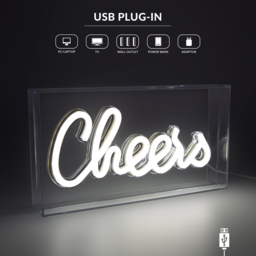 Global Gizmos Cheers Acrylic Box Neon Light - Size: 13.5 x 24 x 4.5cm - White - Wilko - thumbnail 6