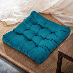Living and Home Blue Soft Corduroy Chair Cushion 55 x 55cm - Size: 5 x 55 x 55cm - Wilko - thumbnail 3