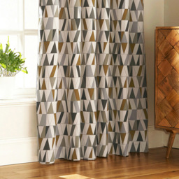 furn. Reno Charcoal and Gold Geometric Eyelet Curtain 168 x 229cm - Size: W 229 x D 168cm - Multi - Wilko - thumbnail 4
