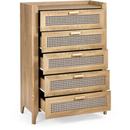Julian Bowen Sydney 5 Drawer Rattan Effect Chest of Drawers - Wood - Wilko - thumbnail 5