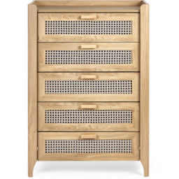 Julian Bowen Sydney 5 Drawer Rattan Effect Chest of Drawers - Wood - Wilko - thumbnail 4