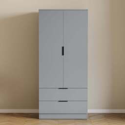 Vida Designs Trega 2 Drawer 2 Door Grey Wardrobe - Size: 2 Door, 2 Drawer - Wilko - thumbnail 4