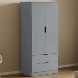 Vida Designs Trega 2 Drawer 2 Door Grey Wardrobe - Size: 2 Door, 2 Drawer - Wilko - thumbnail 1