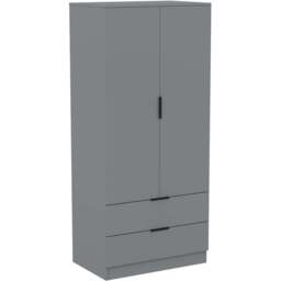 Vida Designs Trega 2 Drawer 2 Door Grey Wardrobe - Size: 2 Door, 2 Drawer - Wilko - thumbnail 3