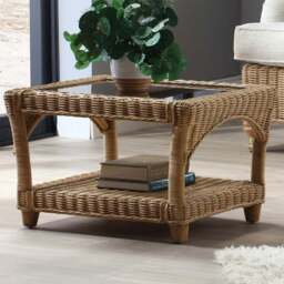 Desser Furniture Seville Light Oak Natural Rattan Coffee Table - Size: 48.0 cm x 74.0 cm x 60.0 cmcm - Brown - Wilko - thumbnail 1
