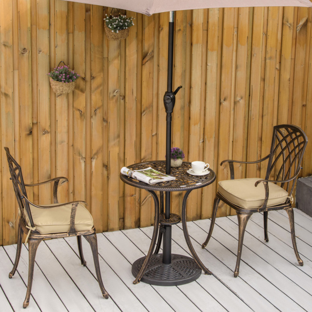 Outsunny Cast Aluminium 2 Seater Garden Bistro Set Bronze - Brown - Wilko