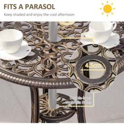 Outsunny Cast Aluminium 2 Seater Garden Bistro Set Bronze - Brown - Wilko - thumbnail 6