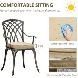 Outsunny Cast Aluminium 2 Seater Garden Bistro Set Bronze - Brown - Wilko - thumbnail 7