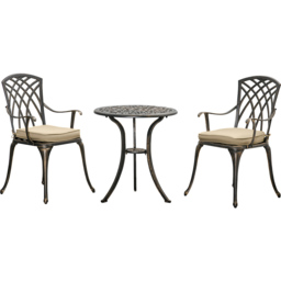 Outsunny Cast Aluminium 2 Seater Garden Bistro Set Bronze - Brown - Wilko - thumbnail 3