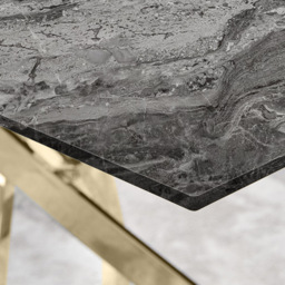 Furniturebox Tavalo 4 Seater Glass Dining Table Marble Effect and Gold - Grey - Wilko - thumbnail 4