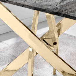 Furniturebox Tavalo 4 Seater Glass Dining Table Marble Effect and Gold - Grey - Wilko - thumbnail 5