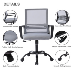 Red Swivel Height Adjustable Mesh Back Office Chair - Size: 90 x 58 x 58cm - MCC - Wilko - thumbnail 7