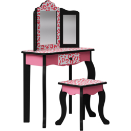 Teamson Kids Fashion Pink and Black Leopard Prints Gisele Play Vanity Set - Size: 99.7 x 29.8 x 59.7cm - Wilko - thumbnail 5