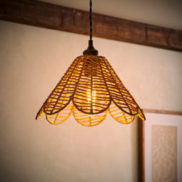 ValueLights Vine Natural Rattan Flower Pendant Lamp Shade - Size: 18 x 31 x 31cm - Cream - Wilko - thumbnail 3