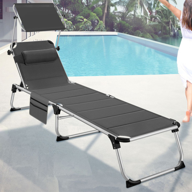 tectake Lorella Grey Aluminium Frame Foldable Sun Lounger - Size: 1 Seater - Wilko - image 1