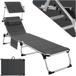 tectake Lorella Grey Aluminium Frame Foldable Sun Lounger - Size: 1 Seater - Wilko - thumbnail 3