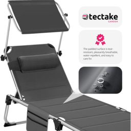 tectake Lorella Grey Aluminium Frame Foldable Sun Lounger - Size: 1 Seater - Wilko - thumbnail 6