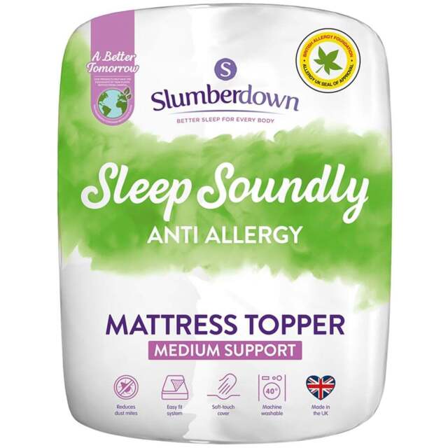 Slumberdown Single Sleep Soundly Anti Allergy Mattress Topper - White - Wilko - image 1