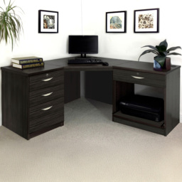R White Cabinets SET-12-IN-BH Corner Desk Drawer Unit and Printer Unit Home Office Furniture Set - Size: 72 x 154 x 142cm - Black - Wilko