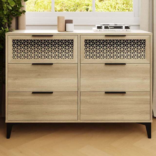GFW Ezra 6 Drawer Oak Chest of Drawers - Brown - Wilko - image 1