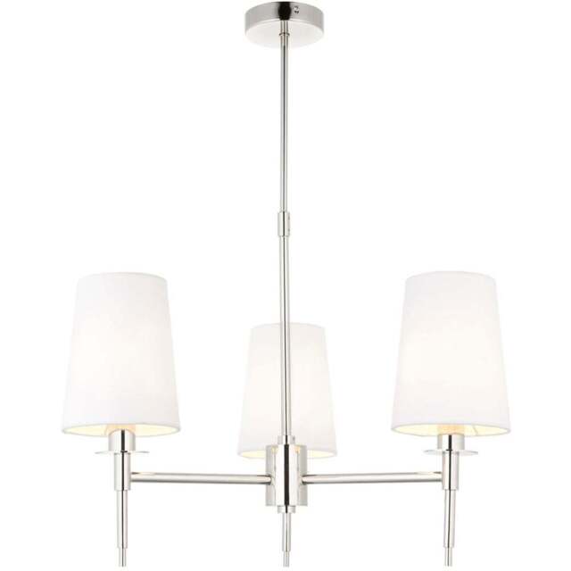 Merano Florence Multi Arm White and Nickle 3 Light Pendant Ceiling Lamp - Size: 55 x 55 x 66cm - Nickel - Wilko - image 1