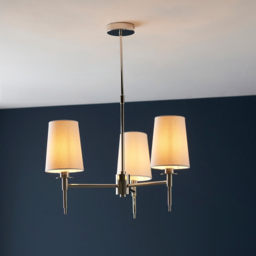 Merano Florence Multi Arm White and Nickle 3 Light Pendant Ceiling Lamp - Size: 55 x 55 x 66cm - Nickel - Wilko - thumbnail 3