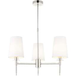 Merano Florence Multi Arm White and Nickle 3 Light Pendant Ceiling Lamp - Size: 55 x 55 x 66cm - Nickel - Wilko