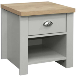 Highgate Single Drawer Grey and Oak Lamp Table - Size: 44 x 44 x 48cm - Birlea - Wilko - thumbnail 5