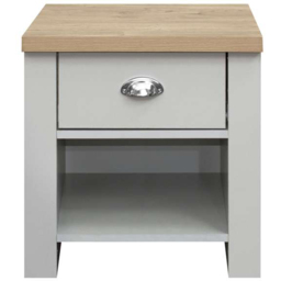 Highgate Single Drawer Grey and Oak Lamp Table - Size: 44 x 44 x 48cm - Birlea - Wilko - thumbnail 3