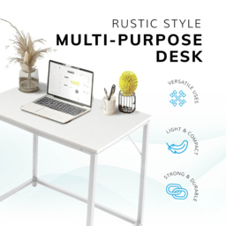 House of Home Computer Desk Rustic White and White - Size: 50 x 80 x 76cm - Wilko - thumbnail 3
