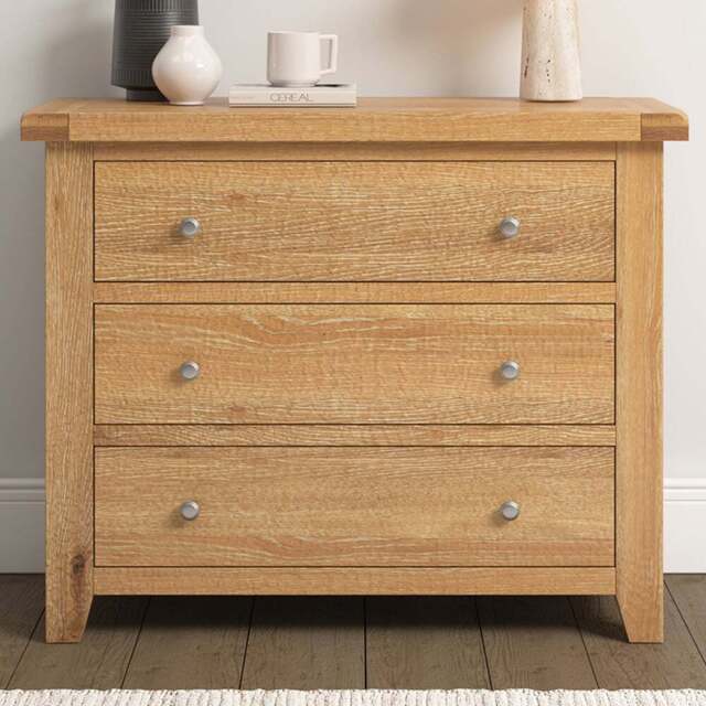 Seconique Windsor 3 Drawer Natural Oak Storage Chest - Wilko - image 1